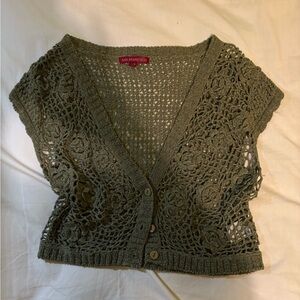 SAN FRANCISCO - green crochet cardigan